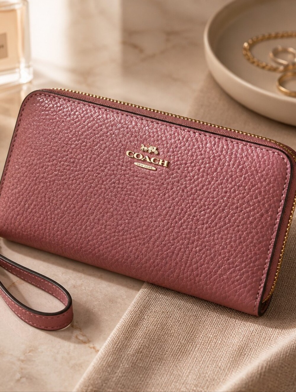 Coach Leather Zip Cedar Wallet
